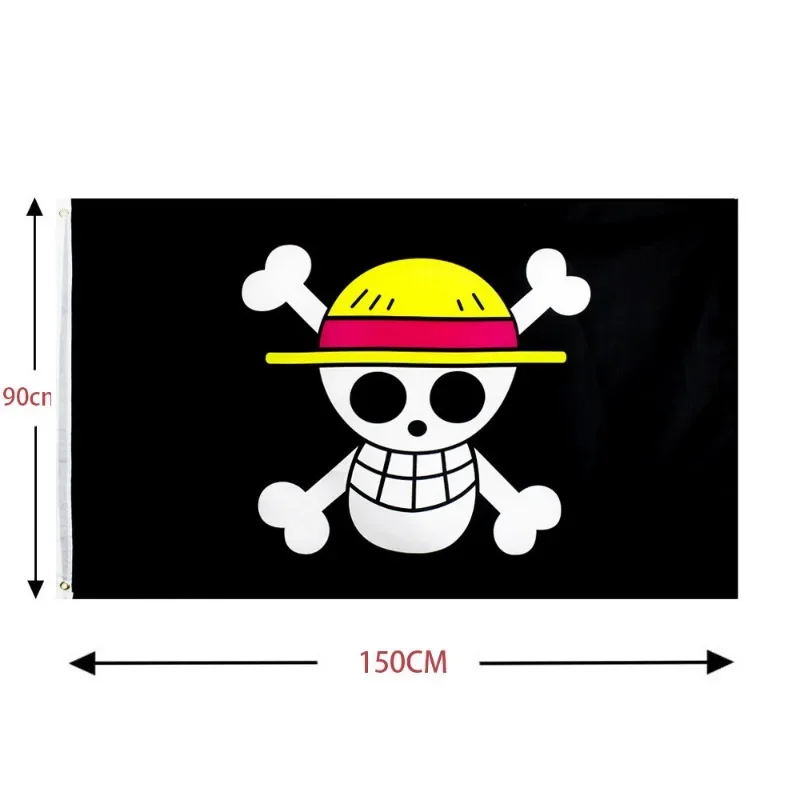 HOT Sale One Piece 90x150cm Pirate Skull Flag Home Bedroom Wall Decor Banner Painting Luffy Straw Hat Pirates Flag Toys for Gift 1