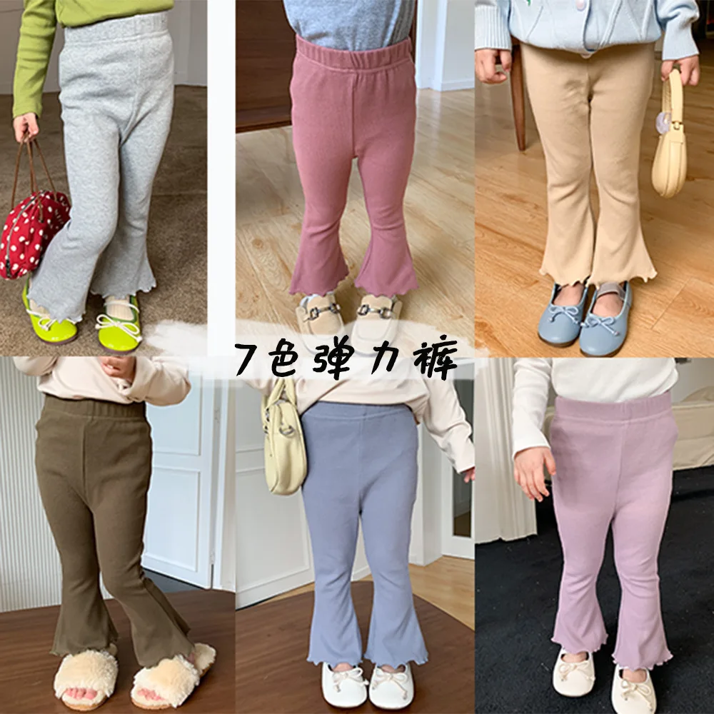 

2023 Spring Summer Girls Soft Cotton Flare Pant Baby Kids Children Casual Trousers