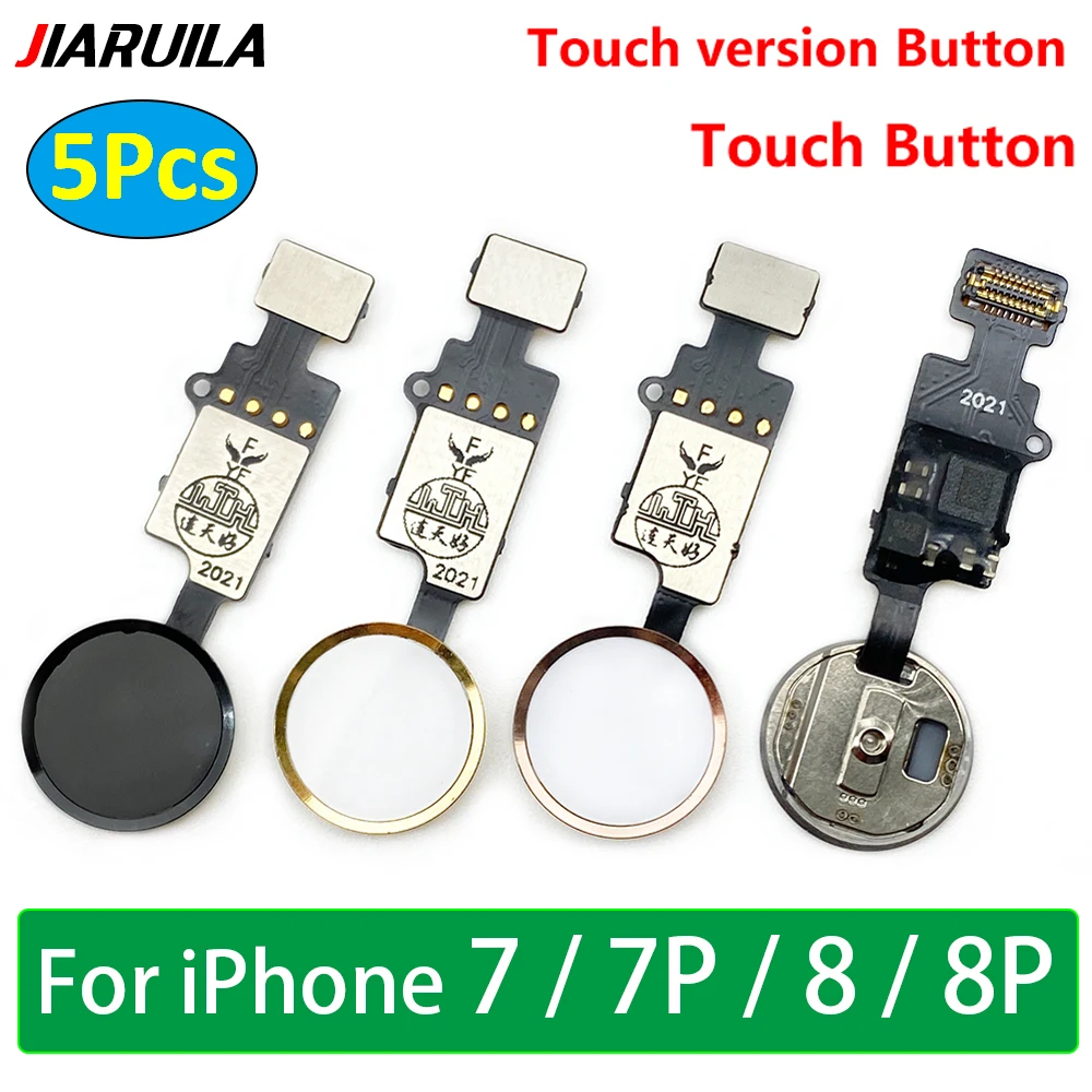 

5Pcs，Original For IPhone 7 8 Plus Fingerprint Sensor Return Back Key Menu Home Button Connector Flex Cable Ribbon NO Touch ID