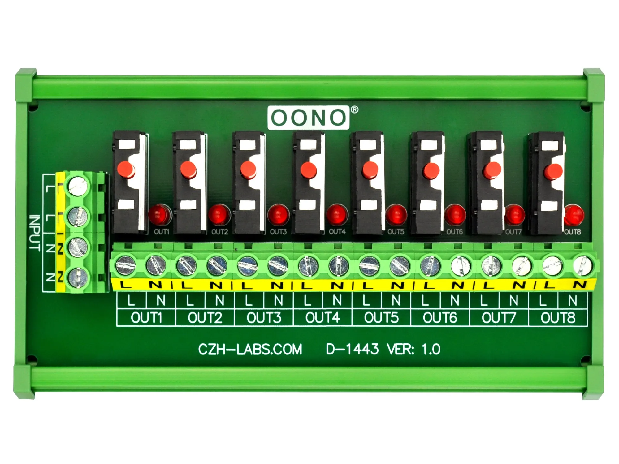 

Сбрасываемый Термовыключатель защита от перегрузки 8-канальный модуль распределения питания крепление на DIN-рейку