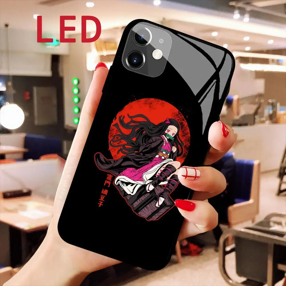 

Роскошный светящийся стеклянный чехол для Apple iphone 14 13 12 11 Pro Max X XS XR mini 7 8 Plus, со светодиодной RGB Подсветкой