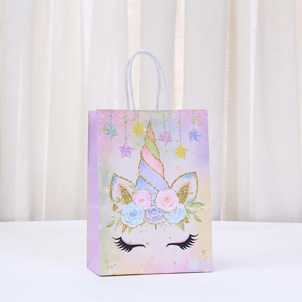 Gemischte Einhorn-Geschenktüten Papierbox Süßigkeiten-Keks-Verpackungstasche Kinder Mädchen Einhorn-Thema Geburtstagsparty Dekorationszubehör – Detail 8