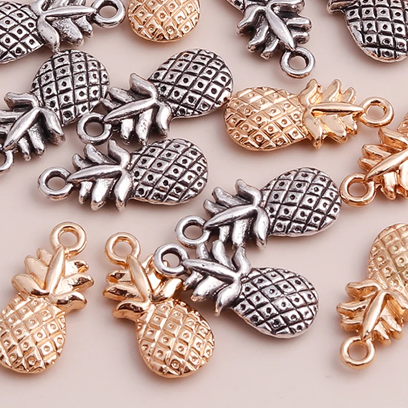 레슬리 20pcs 8*20mm 합금 금속 파인애플 참 펜던트 DIY 만들기 공예 팔찌 목걸이 수제 보석 액세서리