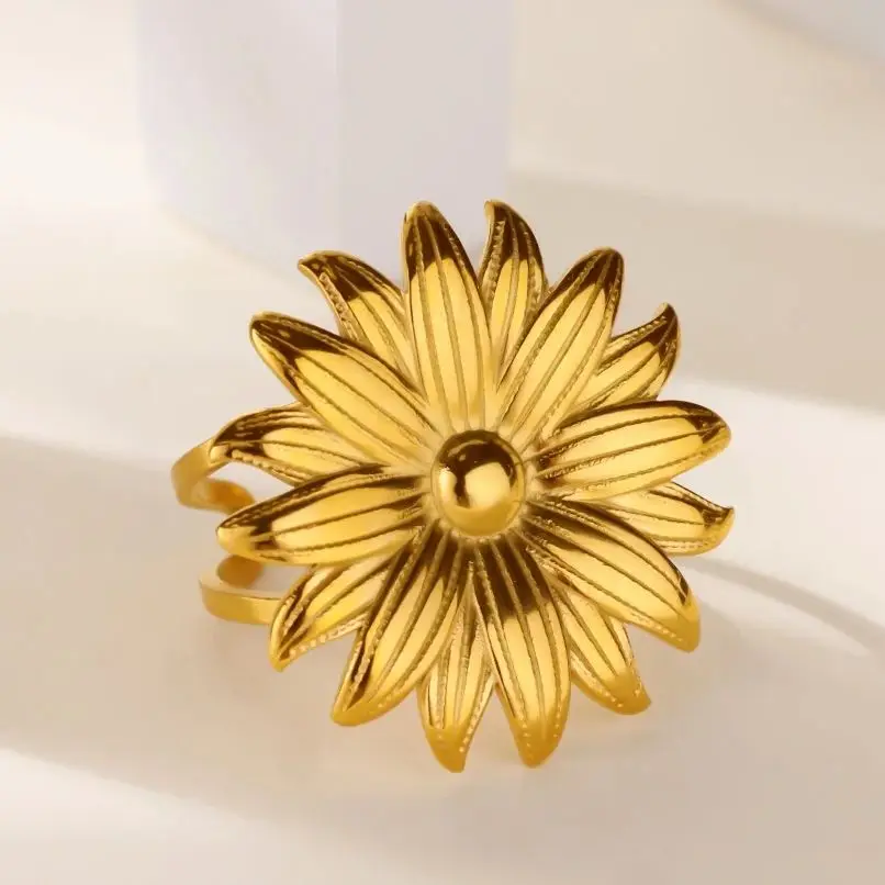 Stainless Steel Sunflower Rings