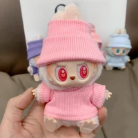 Labubu Party Doll Baby Clothes Rag Doll Threaded Knitted Flanged Hat + Knitted T-shirt Set Gift Doll Exquisite Anime 1