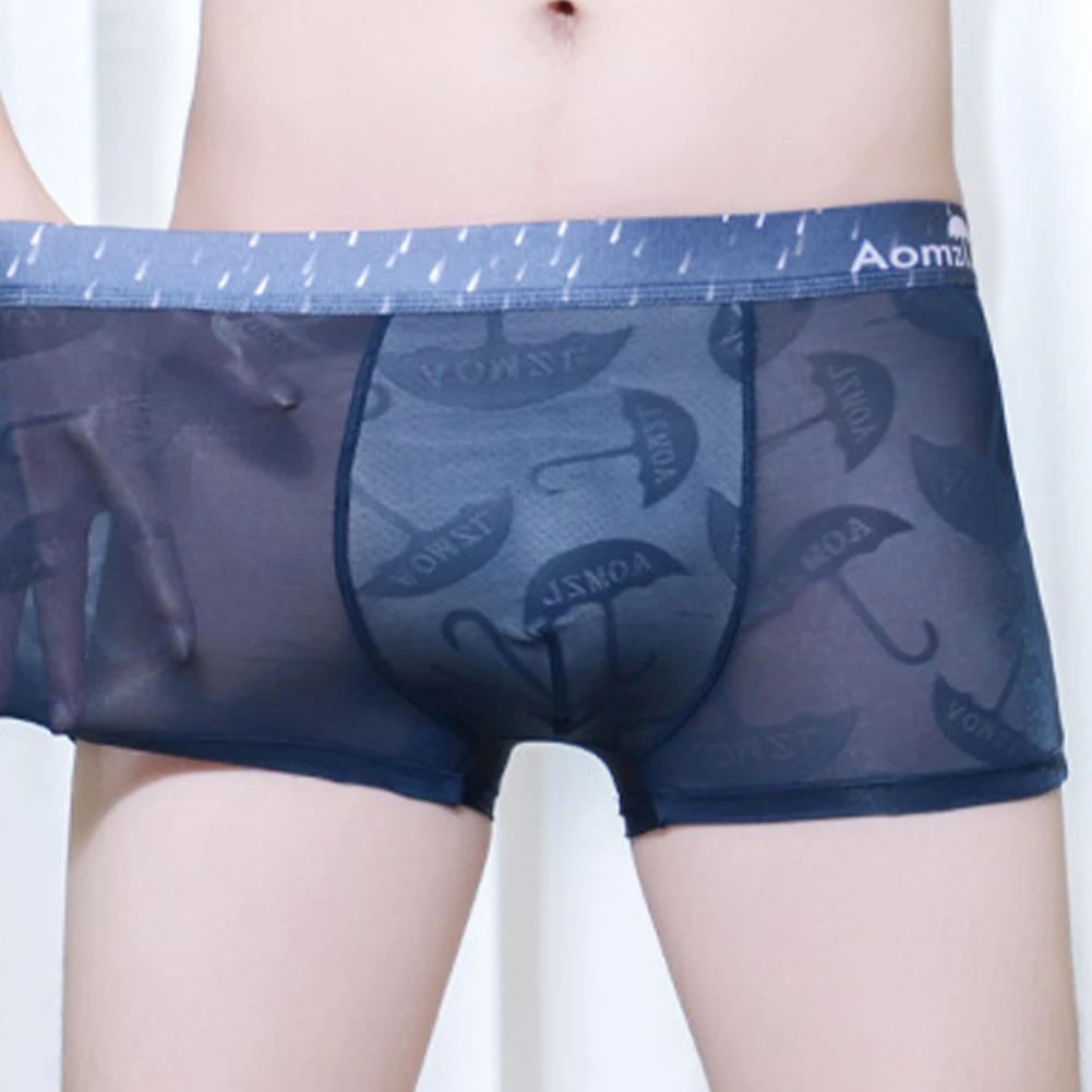 

Sexy Men Boxer Ultra-thin Mesh See-through Underwear Pouch Silky Briefs Stretch Lightweight Lingerie Breathable Underpants