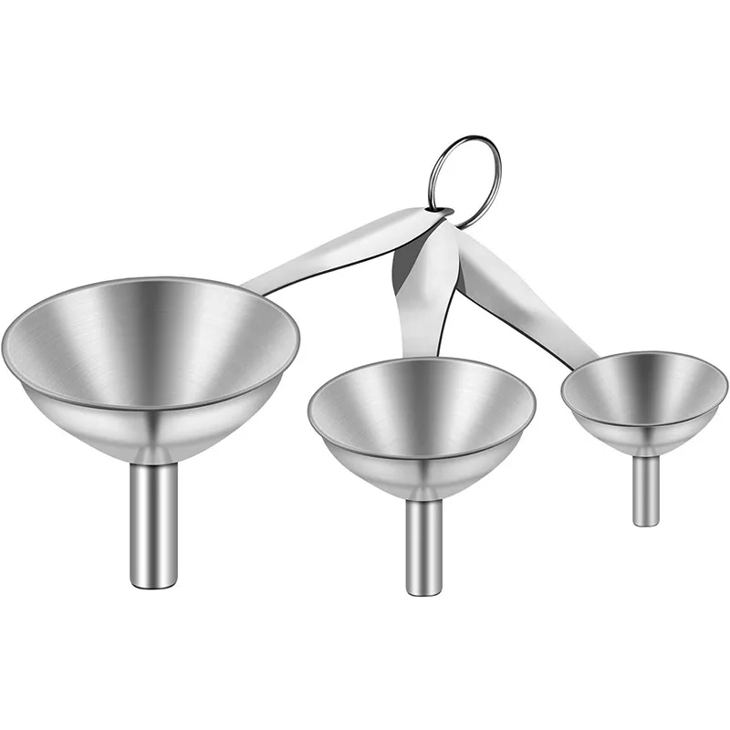 3 Pcs Stainless Steel Funnel Set Kitchen Small Oil Liquid Filter Dispenser Transferring Wine Spill Bar Home Kitchen Tools