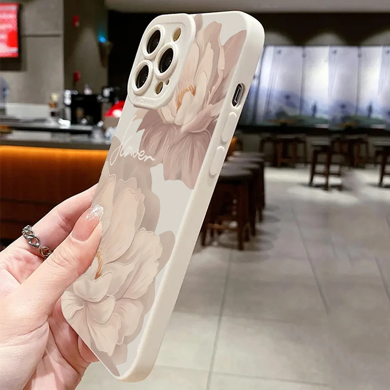 Oil Painting Flower Shockproof Silicone Phone Case