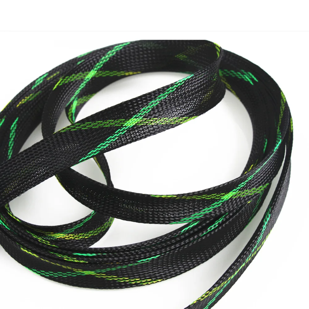 Kabelhuls 1 meter 5 meter 10 meter PET uitbreidbare gevlochten kabelhoes isolatiedraad beschermende nylon draad omhulling 4 6 8 10 12 15 20 25 mm (zwart blauw, 4 mm _ 10 meter