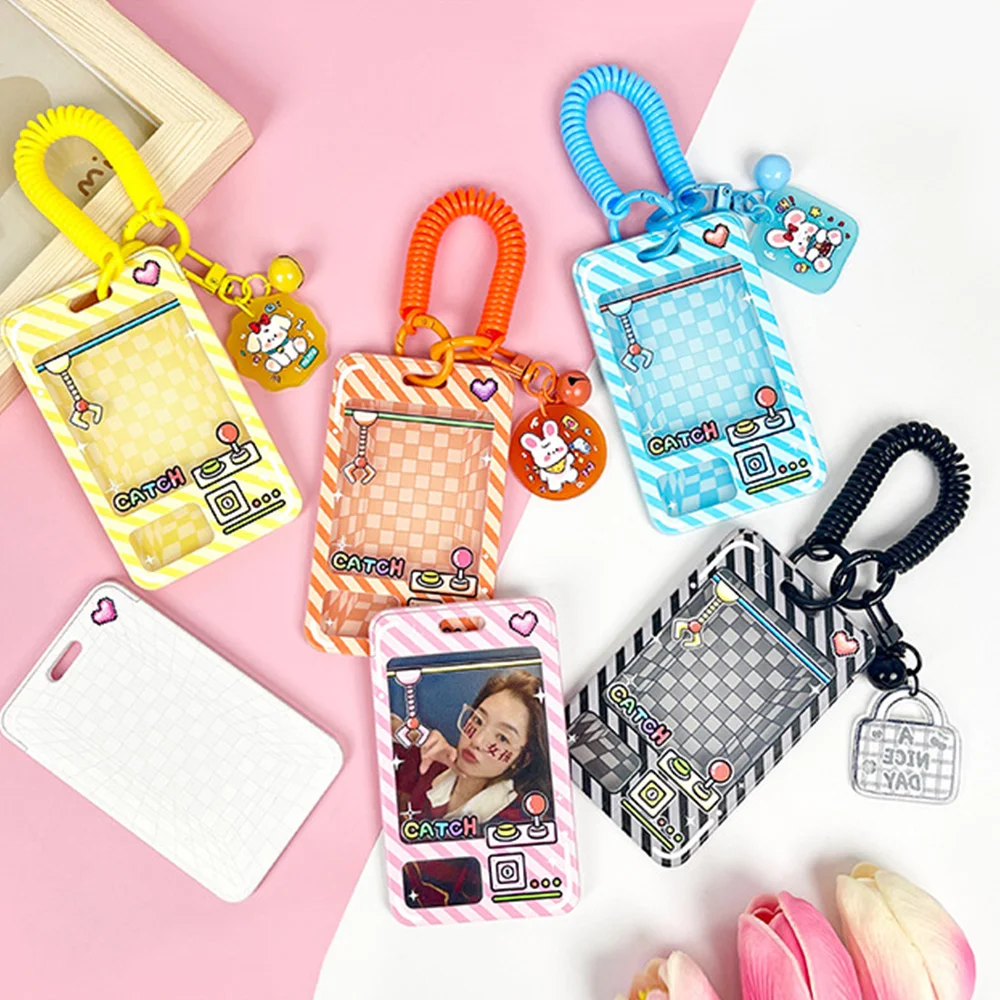 

INS Kpop Photocard Holder Acrylic Keychain Photo Card Protective Cover ID Student Cards Case Anti-loss Rope Photo Sleeves