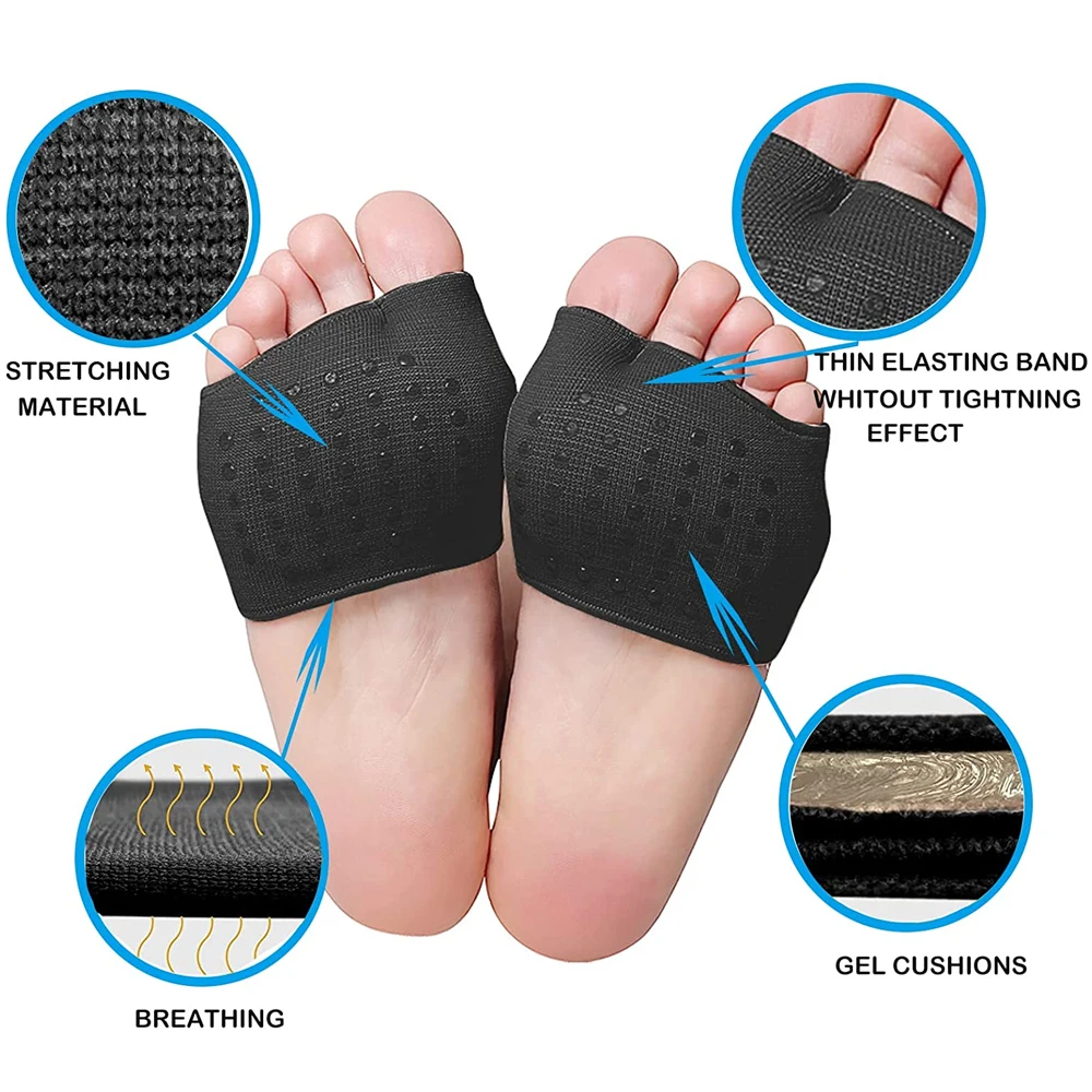 Metatarsal Sleeve Pads Ball of Foot Cushion Soft Gel for Mortons Neuroma Metatarsal Forefoot Pain Relie 1 pair