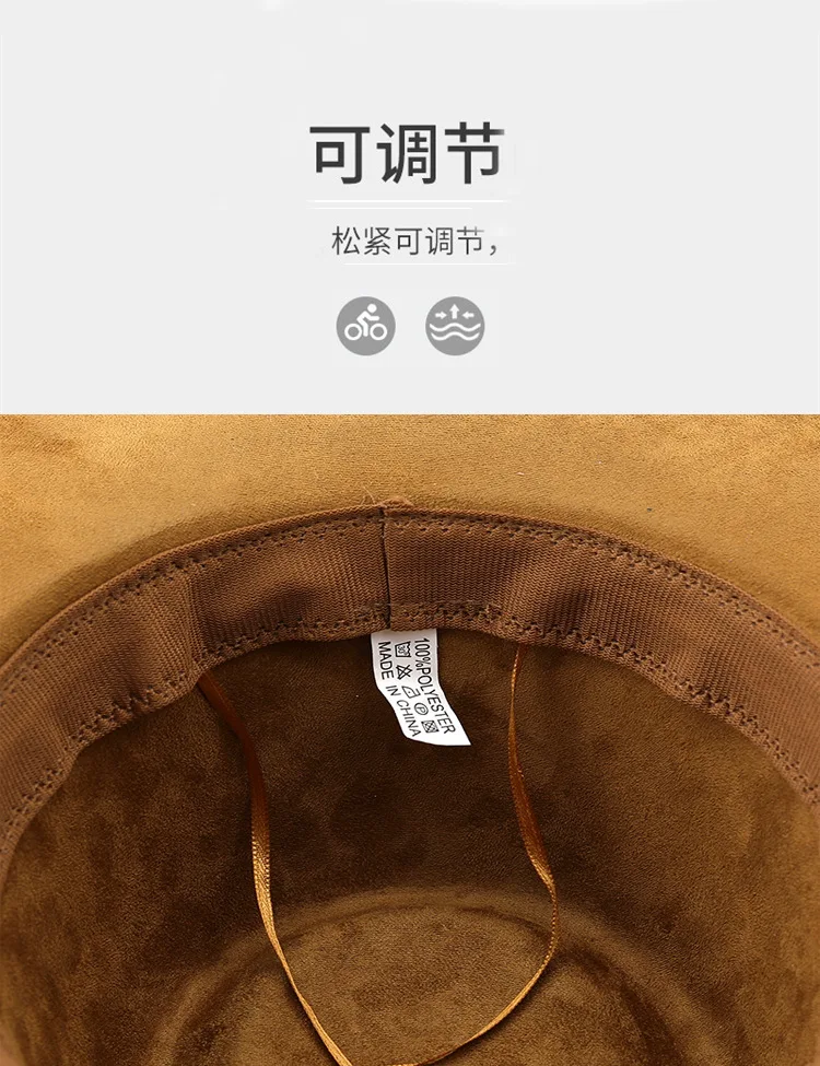Wildleder-Herren- und Damen-Woll-Denim-Jazz-Filz-Kristall-verzierte Hüte mit gerolltem Rand, Sonnenschutzhüte im tibetischen Stil – Detail 16