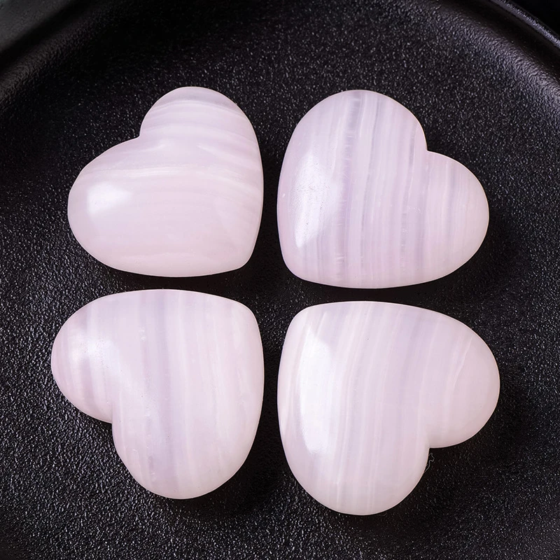 Heart Natural Quartz Pink Calcite Palmstone Raw Gemstones Carved Massage Stones Energy Meditation Chakra Healing Crystals Decor