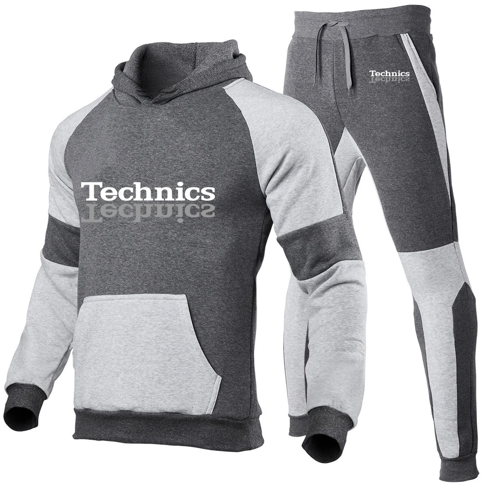 Technology 2023 men's Dj 1200 turntable music new spring sportswear sweatshirt+pants pullover hooded sportswear suit casual wear