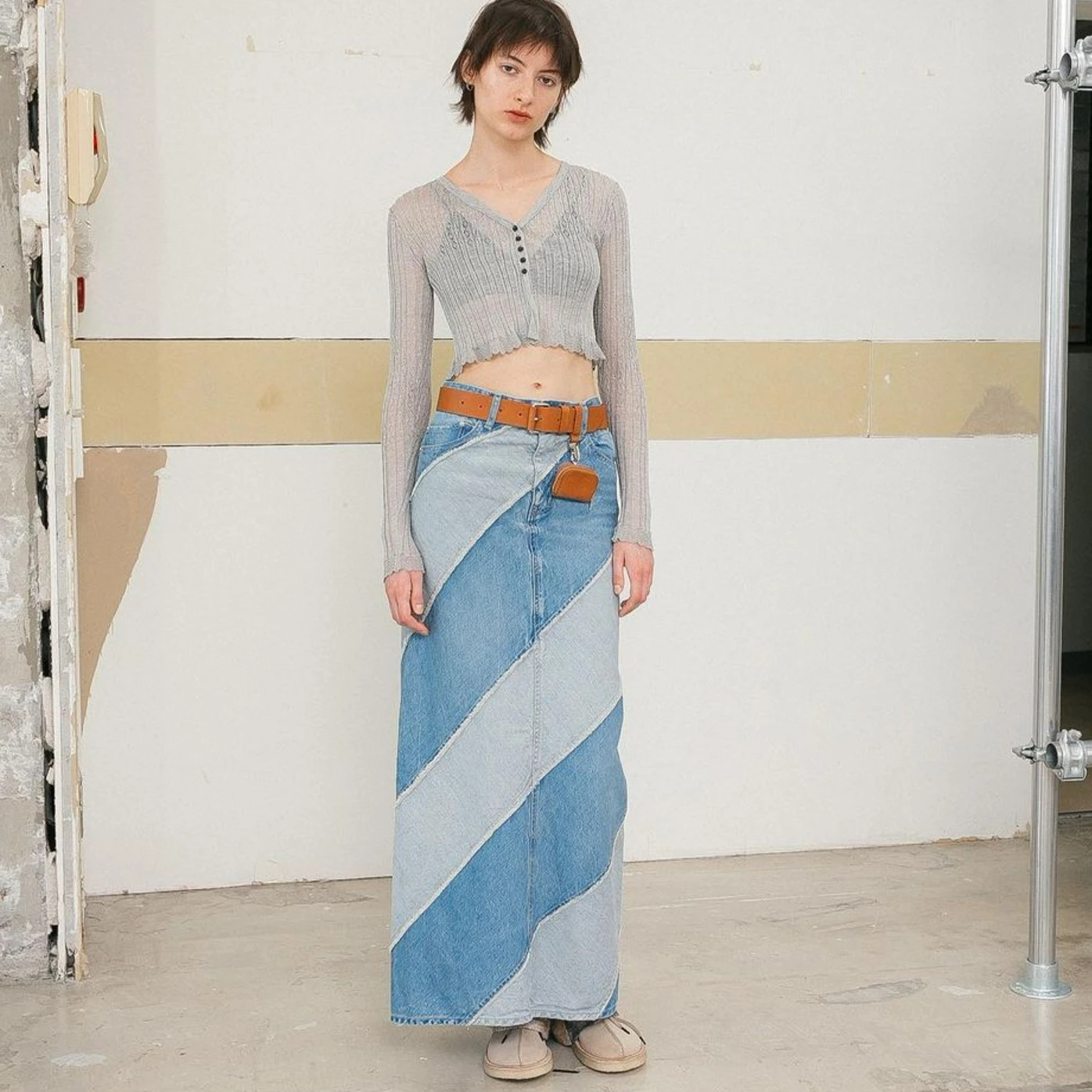 

Denim Long Skirts for Women Blue High Waist Straight Split Skirts Fashion 2023 Slit Twill Maxi Skirt Jean Korean Streetwear