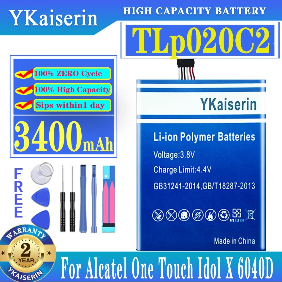 

YKaiserin TLp020C2 3400mAh Replacement Battery For Alcatel One Touch Idol X 6040D 6040X TCL Idol X S950 S950T Batterij + Tools