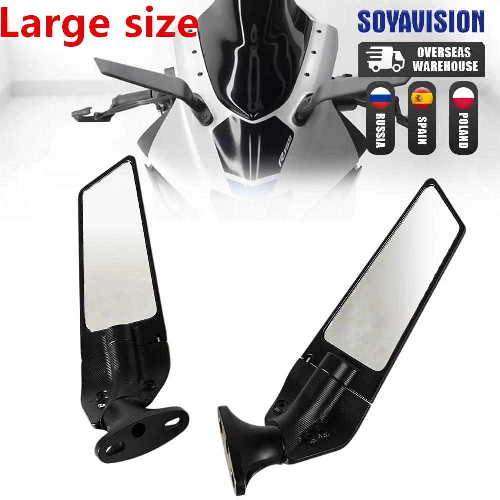 2PCS Motorcycle Mirrors Modified Wind Wing Adjustable Rotating Rearview Mirror for YAMAHA YZF R1