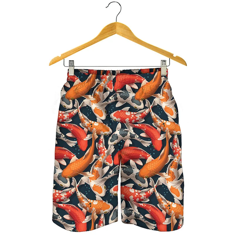 Chinese Koi Carp Pattern Beach Shorts Men 3d Printed Fish Swimming Trunks Summer Street Short Pants Summer Surf Board Shorts 4