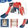 8-in-1 Large Toddler Slide, L-Shaped Kids Slide Long Slope, Baby Climber Slide Playset Enclosed Steps,Telescope,Basketball Hoop 4