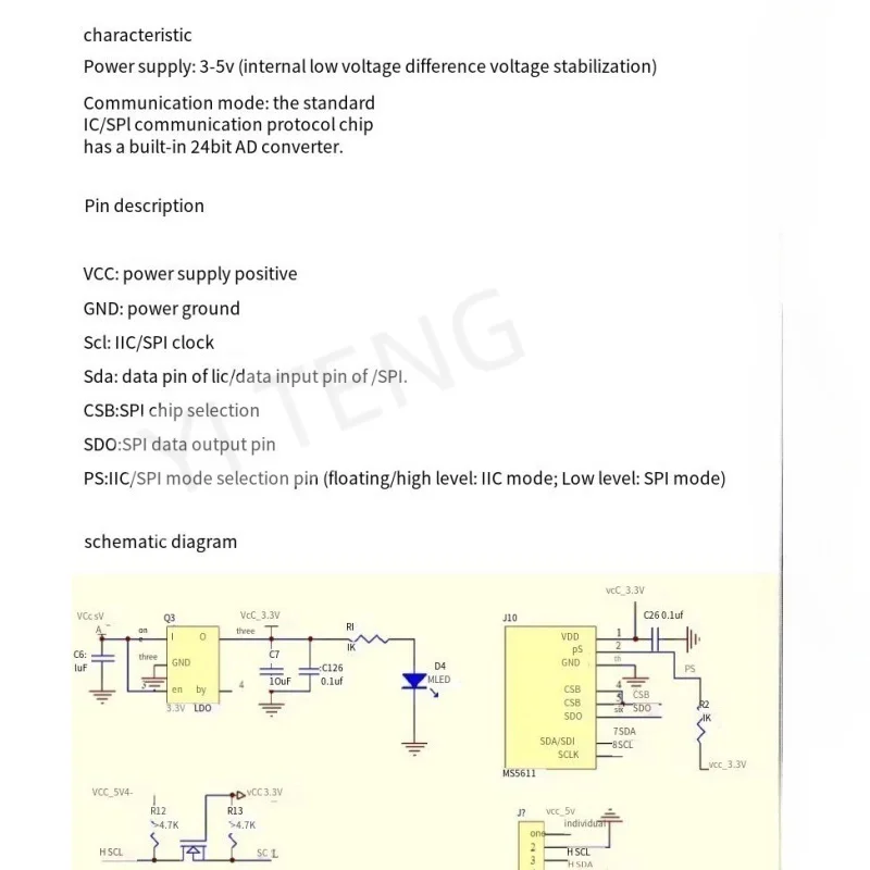 Modulo barometro MS5611 GY-63 alta precisione IIC/SPI 3-5V