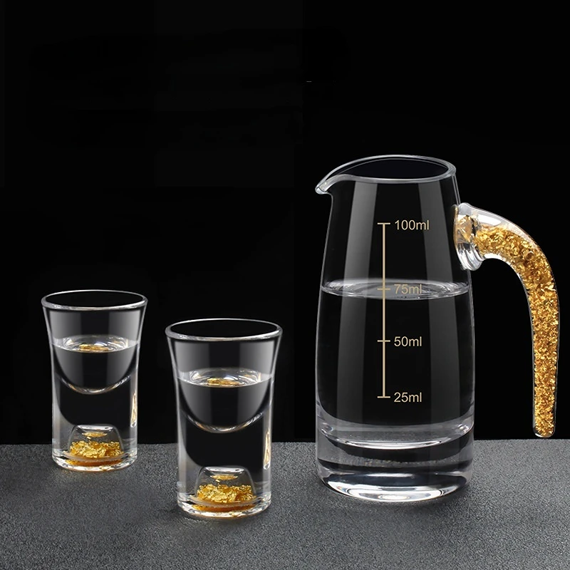 Distributeur De Verres &agrave; Vin Blanc Ensemble 7 Pi&egrave;ces Feuille D'or Transparente Tasse Balles Phnom Penh