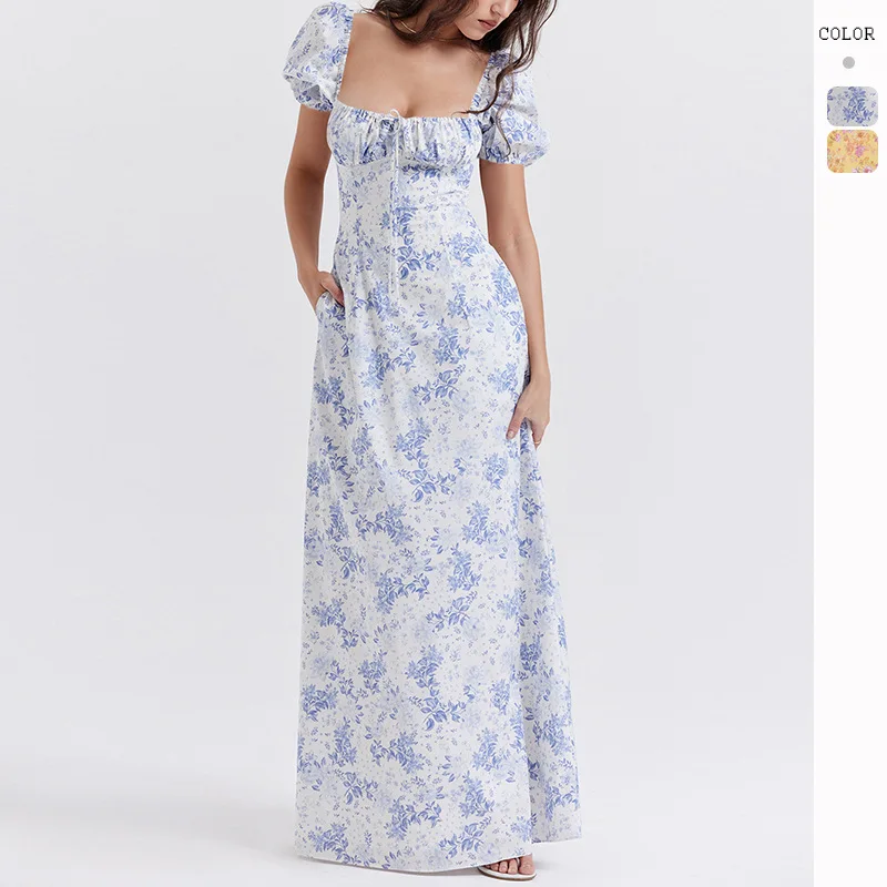 

High Quality 2024 Sexy Women Clothes Female Print Style Dress Grace Beautiful Pleated Skirt Spring Summer Traf Y2ak Party Girl