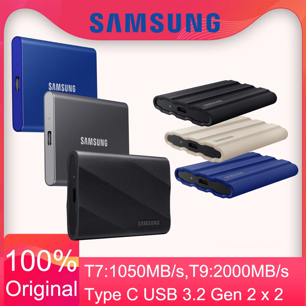 Samsung External Hard Drive T7 T9 1TB 2TB 4TB USB 3.2 Gen 2 x 2 NVMe For PC