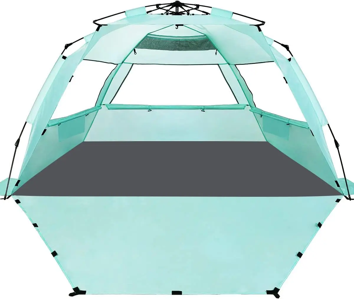 

Pop-Up Sun Shade Beach Tent for 3-4 Persons - UV Protection, Extendable Floor, Includes Carrying Bag, Stakes, and Guy Lines