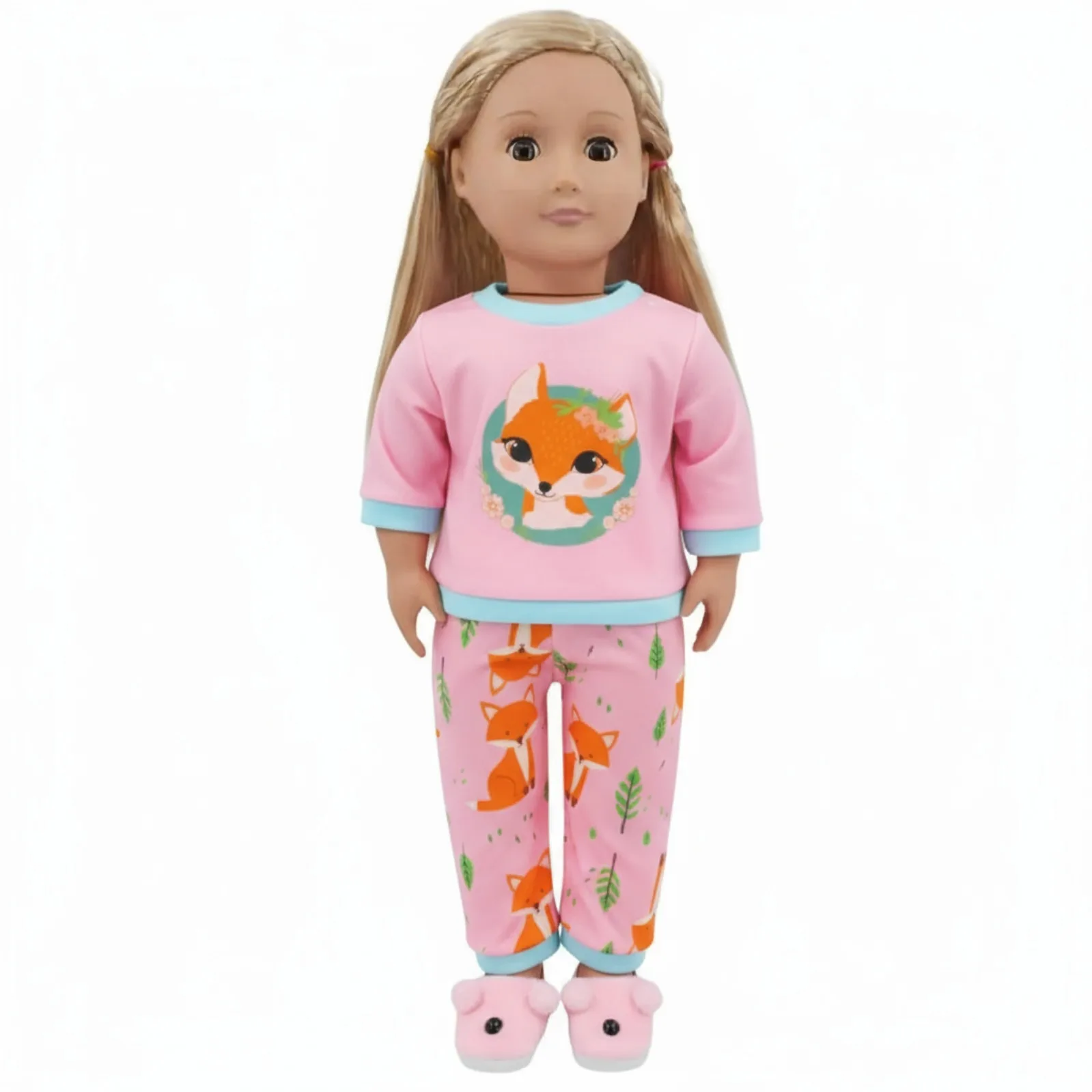 Niedliche Puppenkleidung + Plüsch-Hausschuhe für 43 cm große Babypuppen, Zubehör und 18-Zoll-Amerikanische Puppen, Mädchenspielzeug unserer Generation – Detail 19