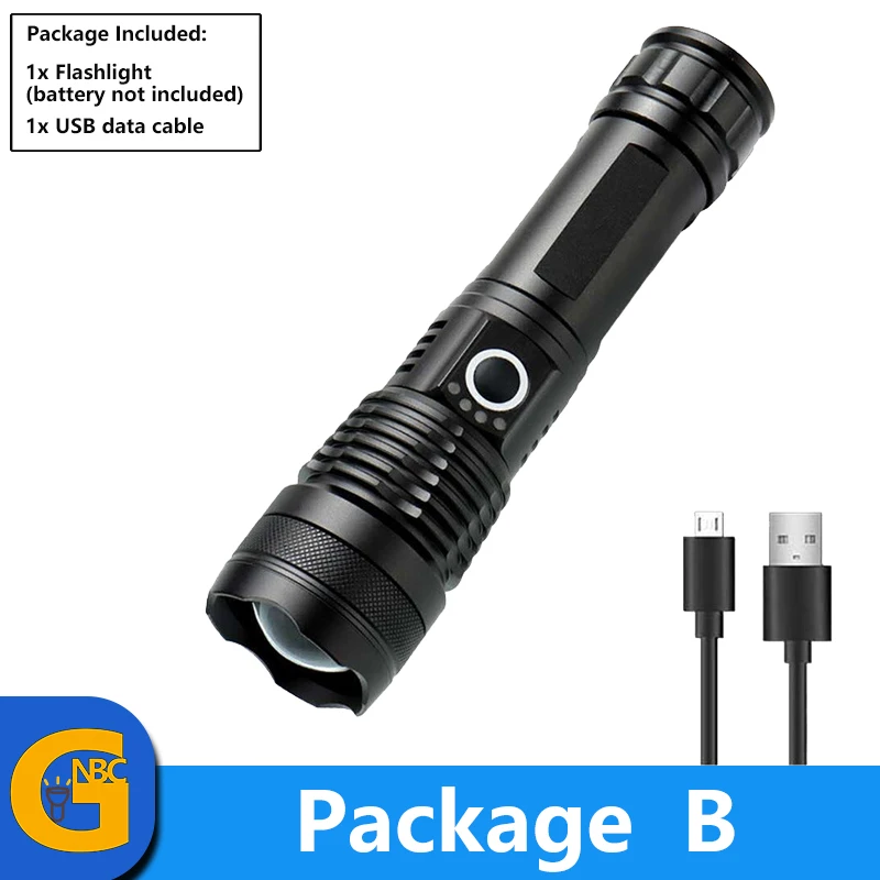 Weoxi XHP160-A8 Rechargeable Flashlight - 5000 Lumens Super Bright, Zoomable, 5 Modes, IPX7 Waterproof, With Holster