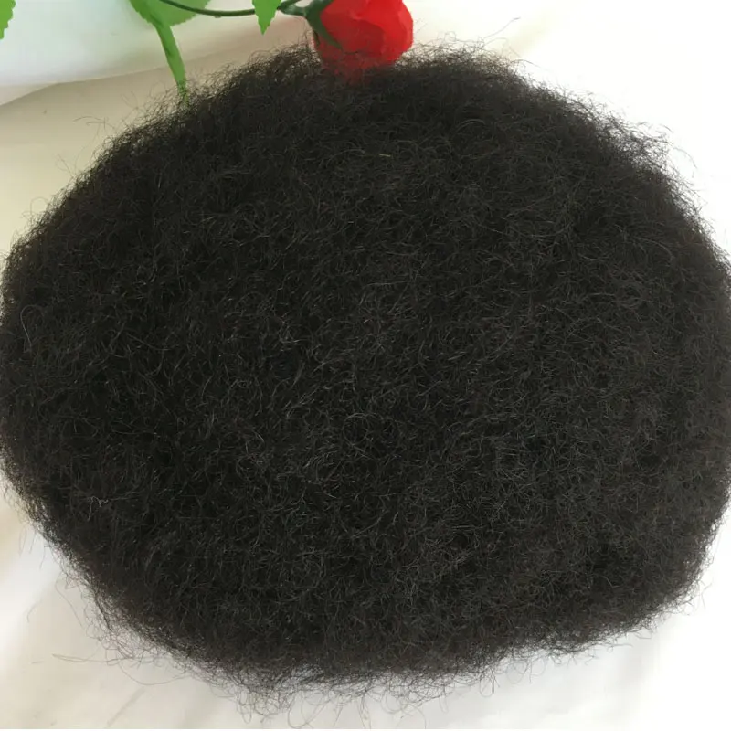 Toupee 10x8 Inch Replacement Full Siwss Lace Hairpiece for Men 100% Virgin Human hair #1B Color Afro Curly Toupee Men Wig Curly