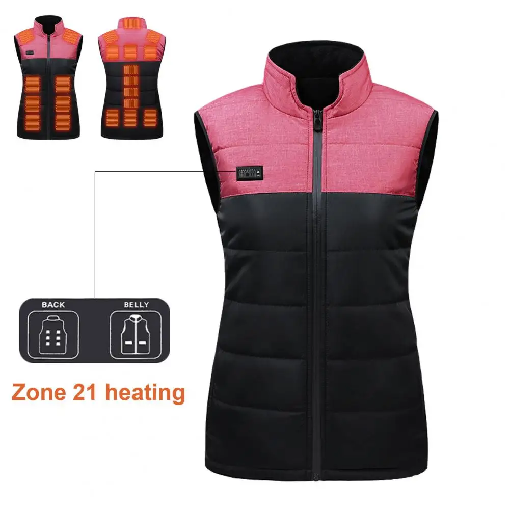 Heating Vest Usb Vest with Energy-saving Heating Blocks Stand Collar Winter Coat for Men Women Padded Thick Windproof Waistcoat