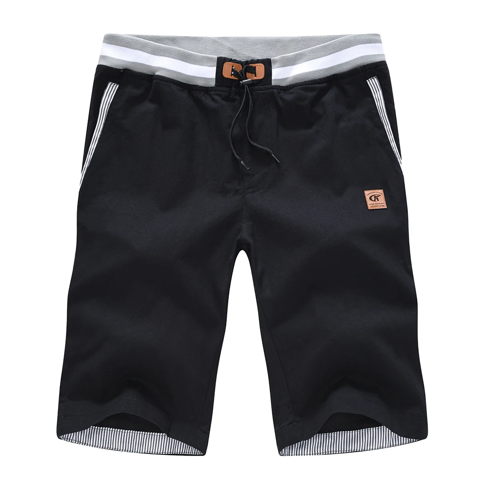

Summer Men's Shorts Casual Sports Cotton Beach Pants Knitted Adjustable Drawstring Elastic Waist Shorts