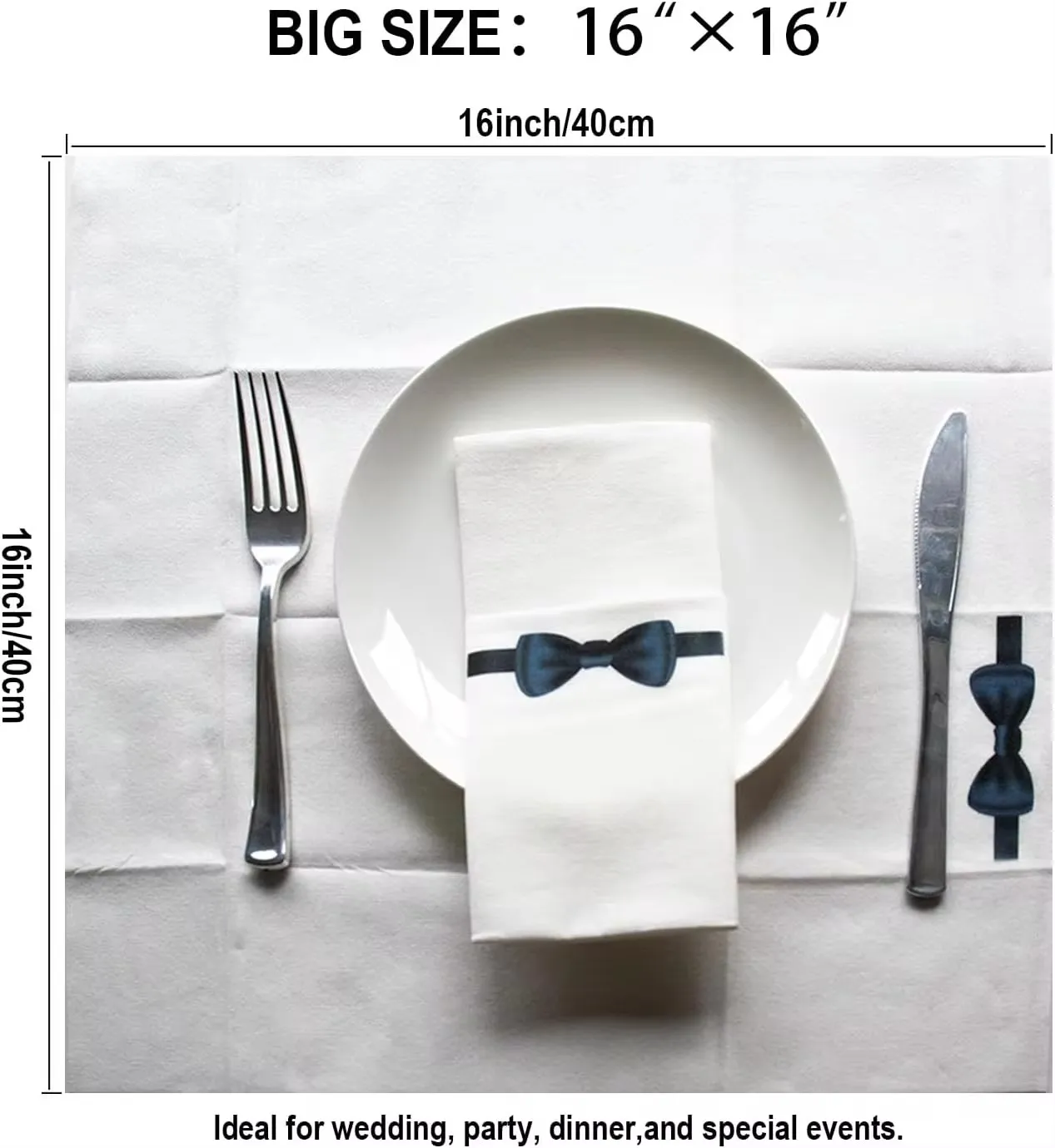 SUZZYVINE Lot De 50 Serviettes De Table Jetables Avec Poche Intégrée