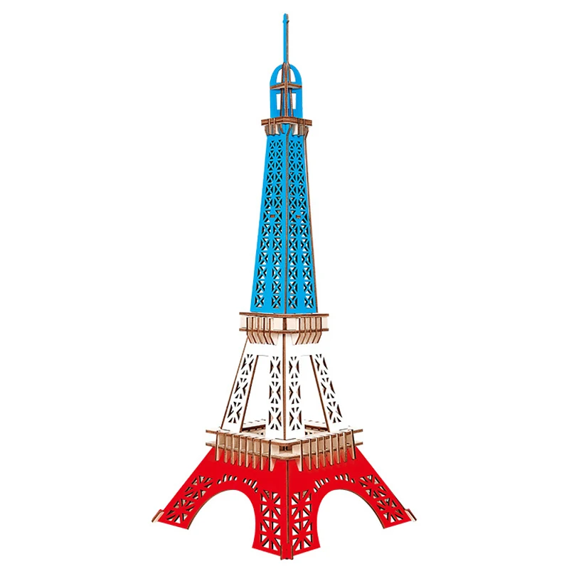 

Eiffel Tower 3D Wooden Puzzle DIY Wood Jigsaw World Great Architecture Building Kits Model Kids Toys For Children Gift