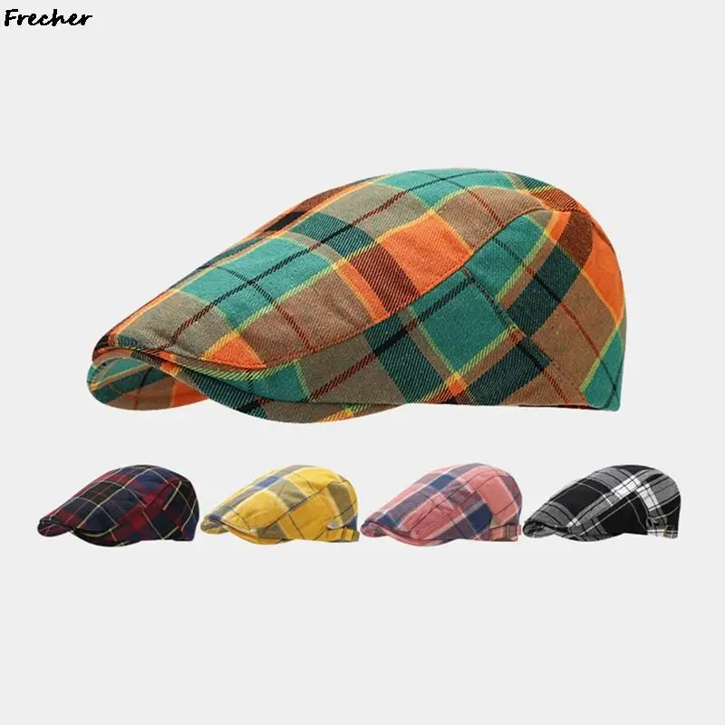 AdjustableBuckleNewsboyCapFashionDrivingHatsClassicPlaid