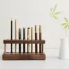 Wood Pen Holder 9 Slots Cell Phone Stand Aesthetic Organizer Natural Wood Grain Pen Stand Minimalist Office Decor 1