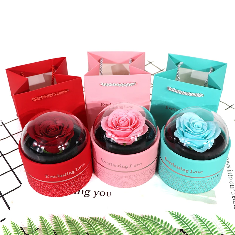 Eternal Rose Flower Gift Box For Anniversary Birthday Mother's Valentine's Day Party Jewelry Ring Earrings Necklace Storage Box