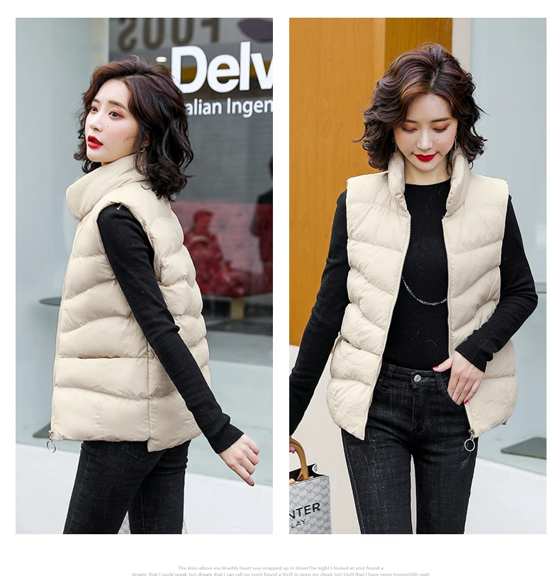 Collar down cotton vest women 2021 autumn winter new South Korea loose warm thickened fashion coat vest women maxi puffer coat womens