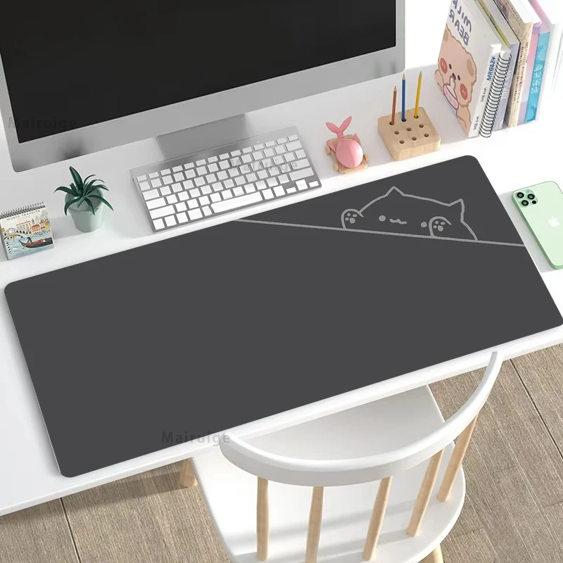 Minimalist Peeking Cat Desk Mat