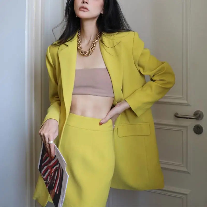 

UNXX 2023 Autumn Winter New Korean Fashion Blazer Jacket and Skirt Set for Women Chic Lady Style Slimming Outfit Two Piece Set
