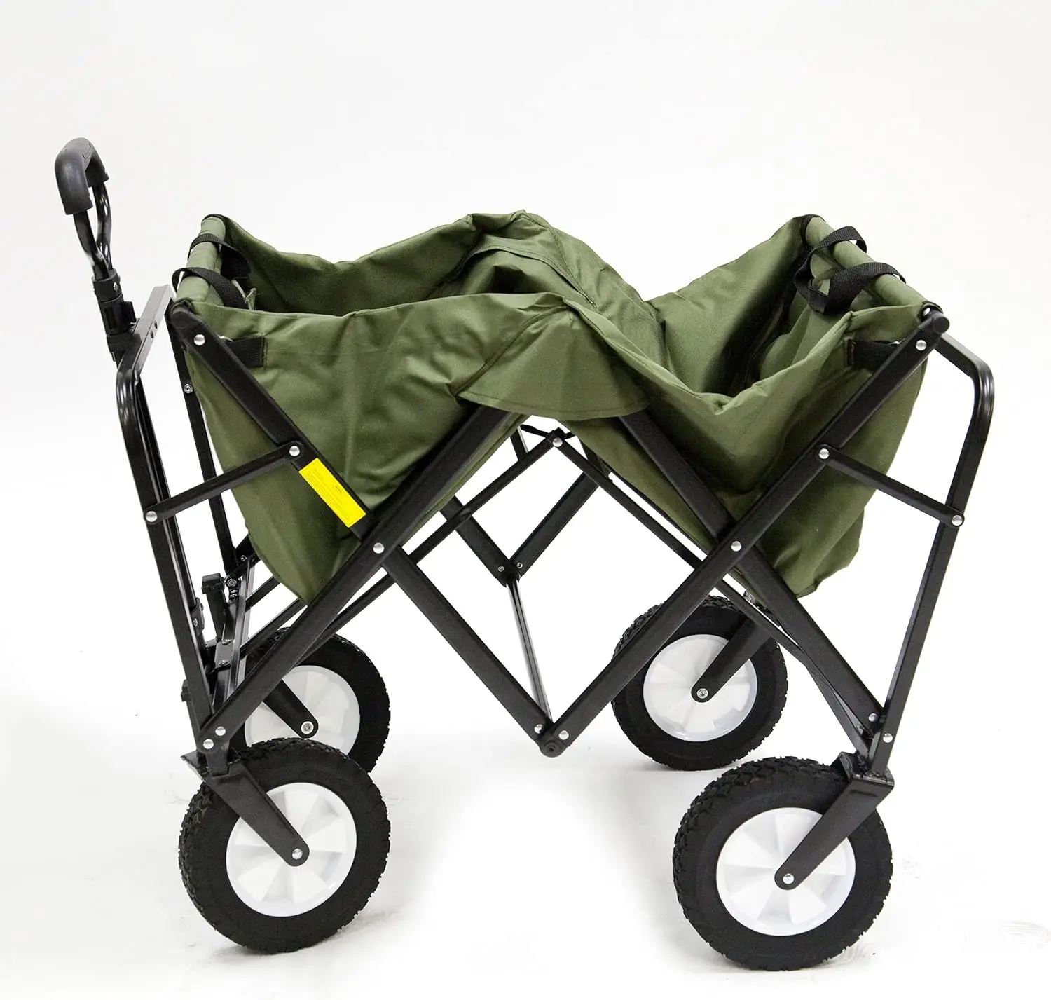 Folding Steel Frame Garden Utility Wagon Cart, Green (for Parts)