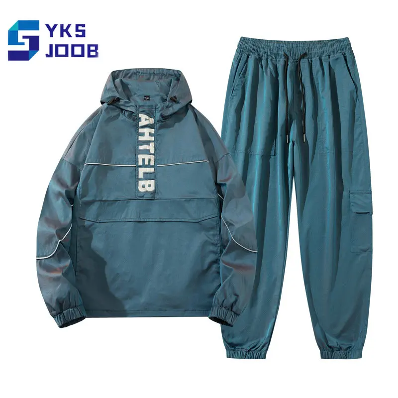 

Men's Hooded Pullover Sets Casual Loose Waterproof Tracksuits Fashion Trendy Sporting Outdoor Unisex Streetwear Full Male Suits