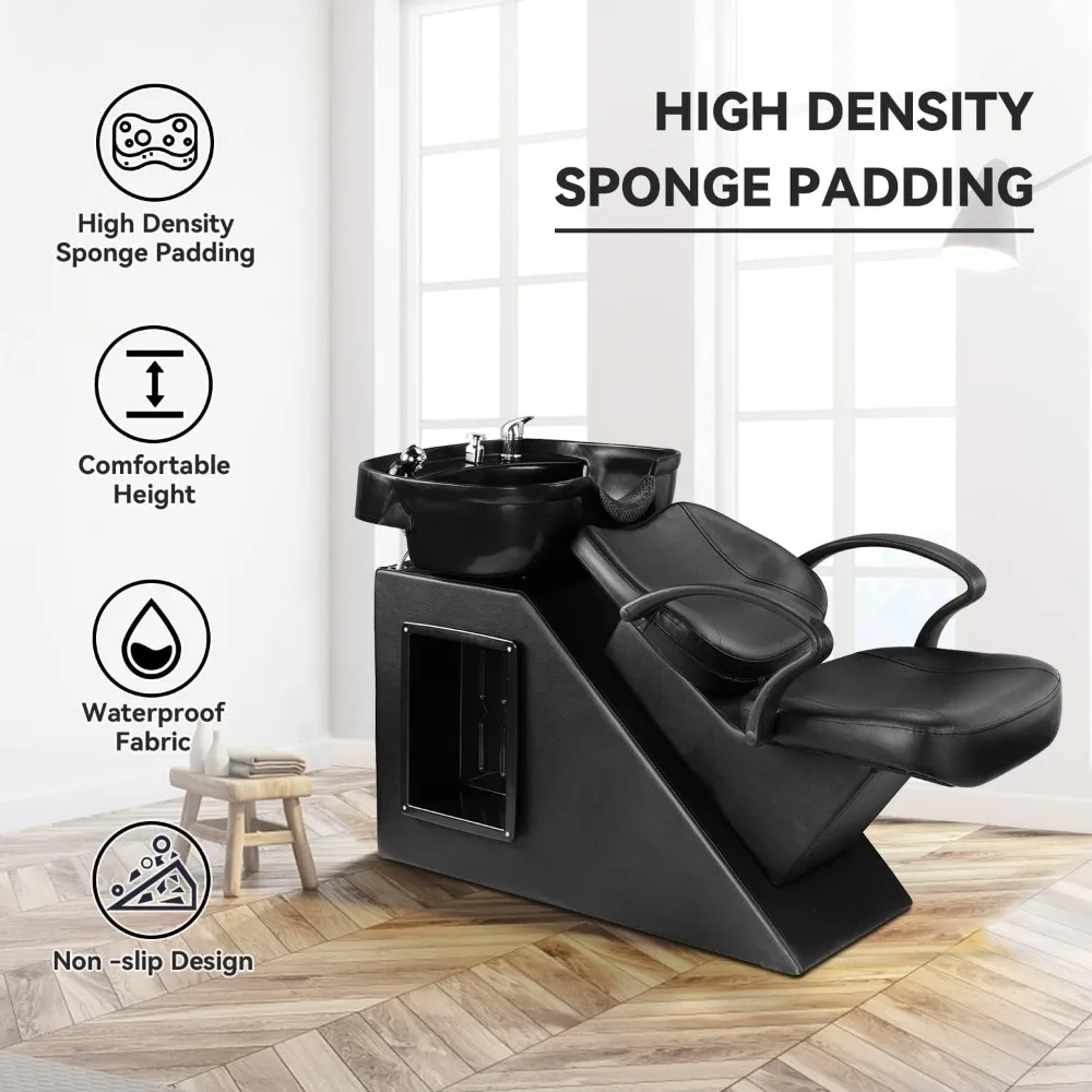 Description Picture 4 of itemShampoo Barber Backwash Chair, ABS Plastic Shampoo Bowl Sink Chair for Spa Beauty Salon (Black)