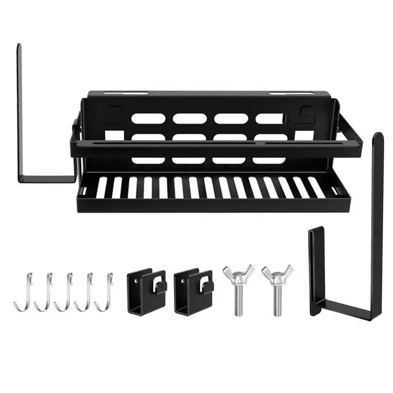 

Barbecue Seasoning Organizer Rack With Hooks Refrigerator No Drilling Wall Mount SpiceRack Kitchen Organizer Paper Towel Holder