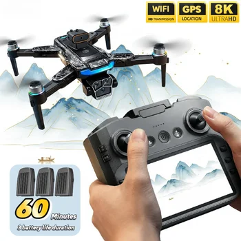 Drone RC A14 Pro Max Originale con GPS, Tre Fotocamere 8K, Flusso Ottico, Evitamento Ostacoli, Pieghevole, Quadricottero a Lunga Distanza