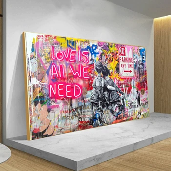 Banche Graffiti Art Canvas Poster e stampe segui il tuo sogno pittura ispiratrice immagine di arte della parete per soggiorno Home Decor
