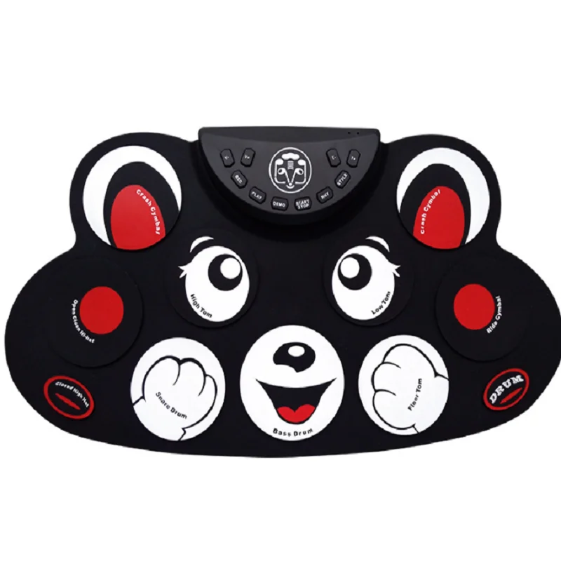 Electronic Drum with Cartoon Tiger Pattern, Ultra Thin Portable Drum, Pedal for Children Practice, Percussion Instruments