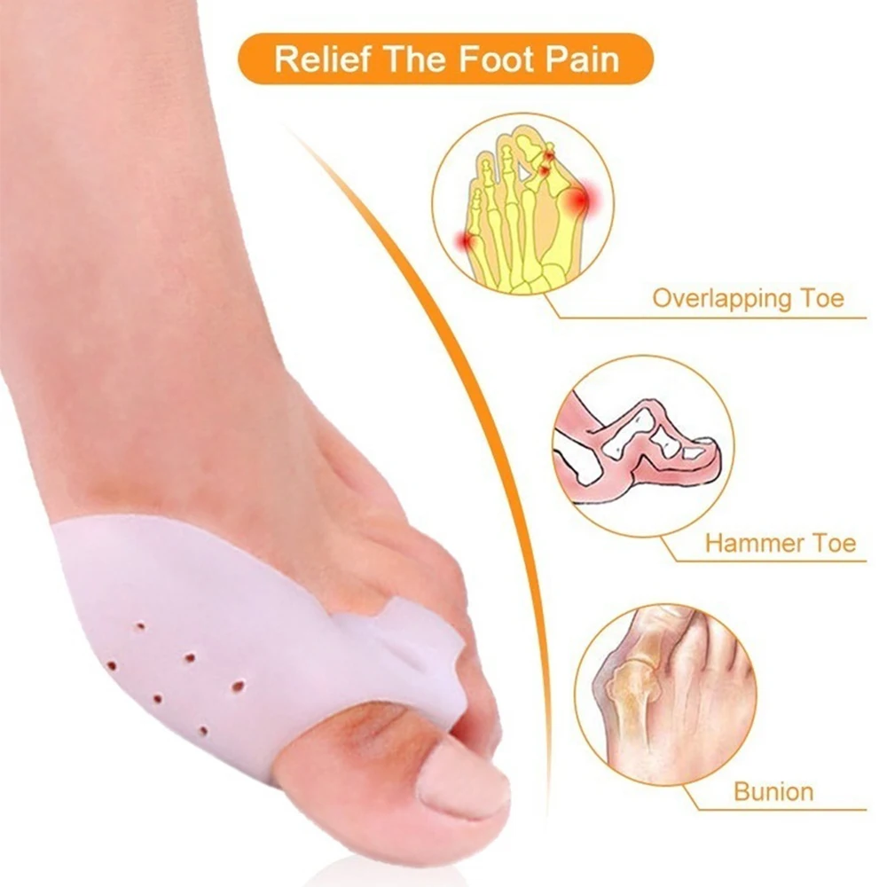 2PCS Silicone Gel Thumb Corrector Bunion Foot Toe Hallux Valgus Protector Separator Finger Straightener Adjuster Foot Care Tool