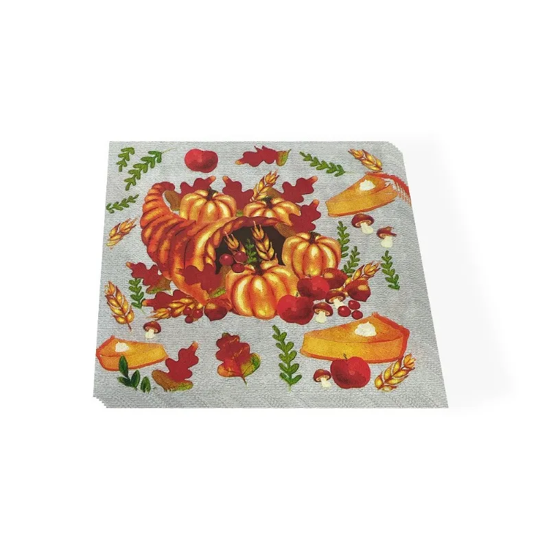 20pcs/Pac 33*33cm 2-Ply Stock Pumpkin Halloween Party Cocktail Napkins Commercial Drawing Paper Square Napkins Paper Placemats